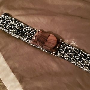 Beaded and wood belt